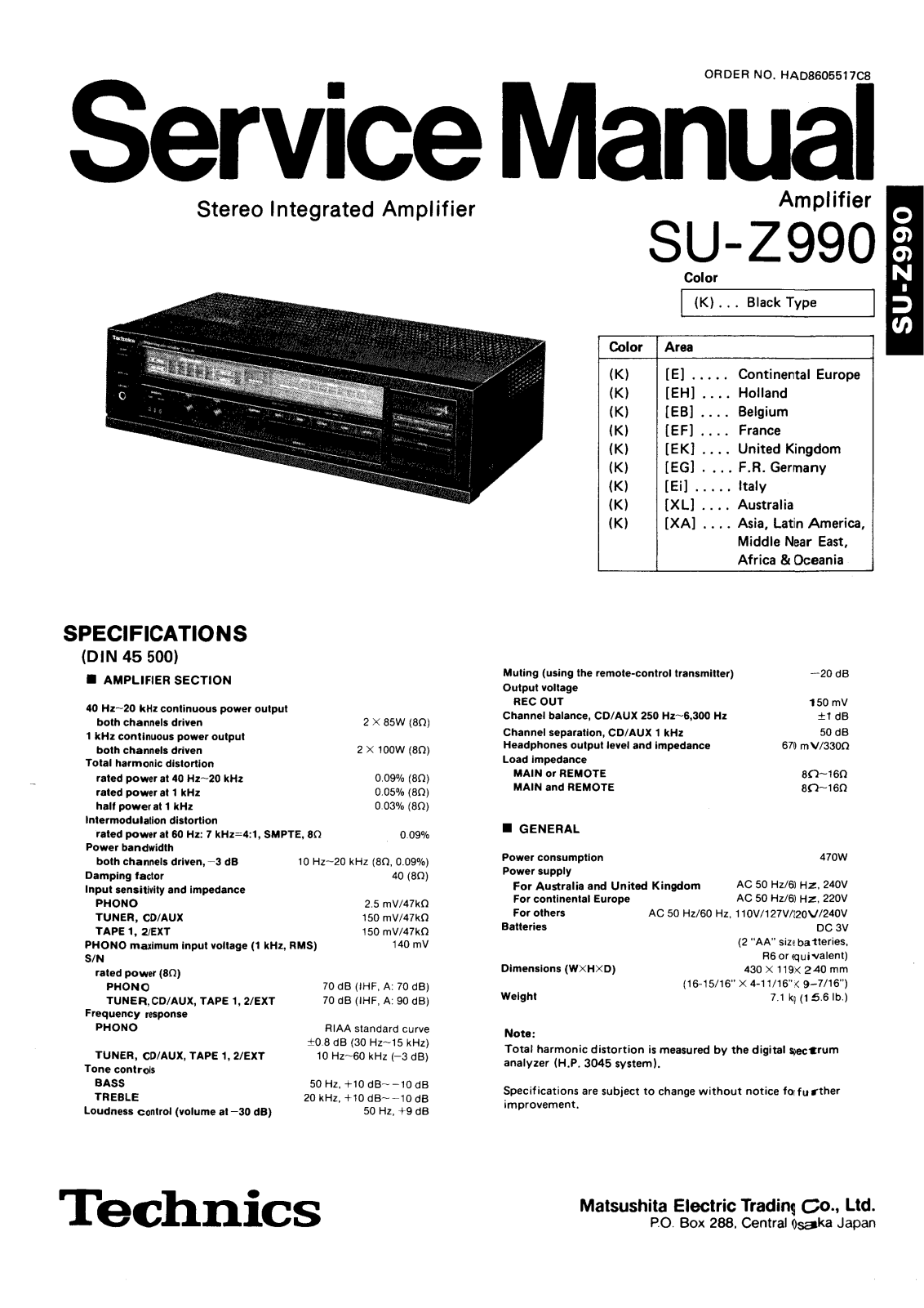 Technics SU-Z990 Service manual