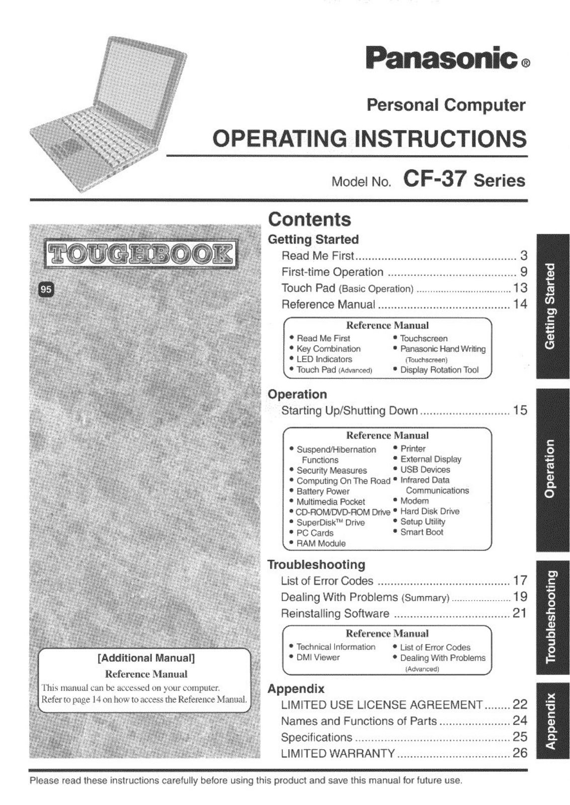 Panasonic cf-37lb82bam Operation Manual