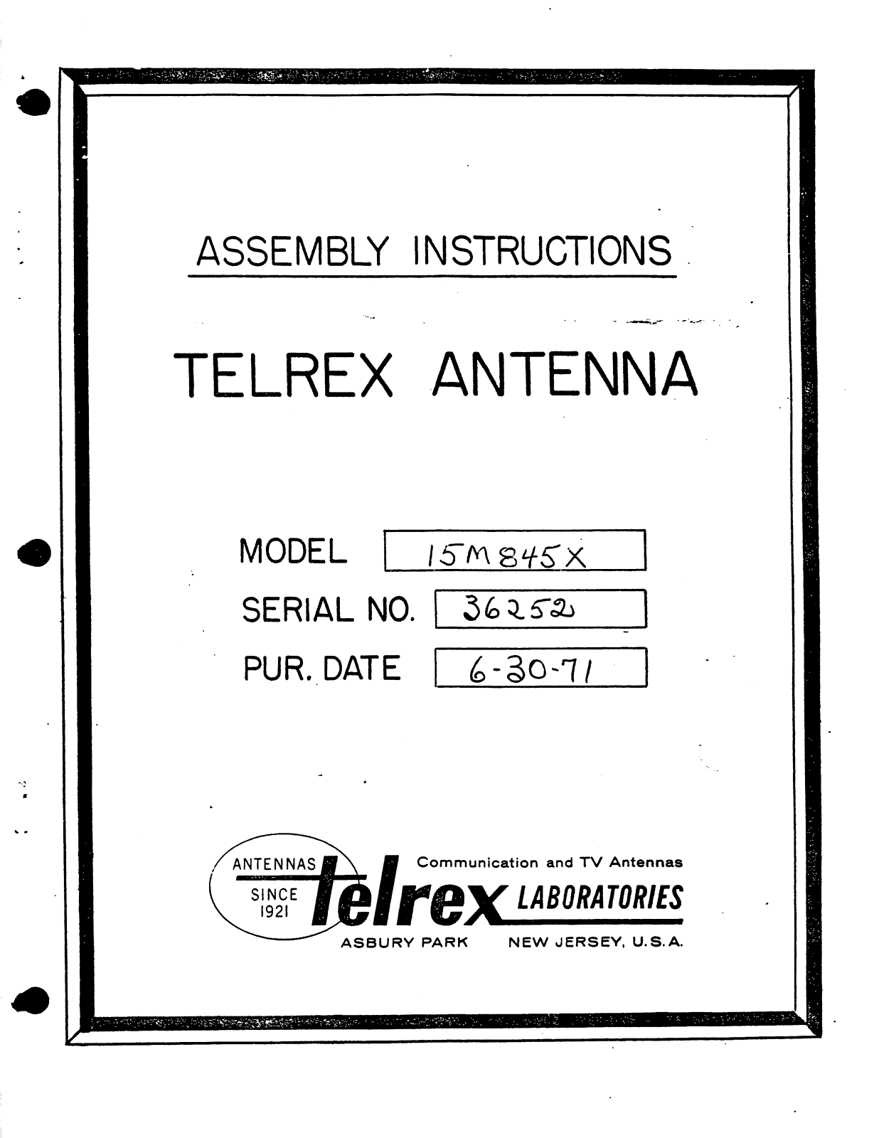Telrex 15M845X User guide - ManualMachine.com