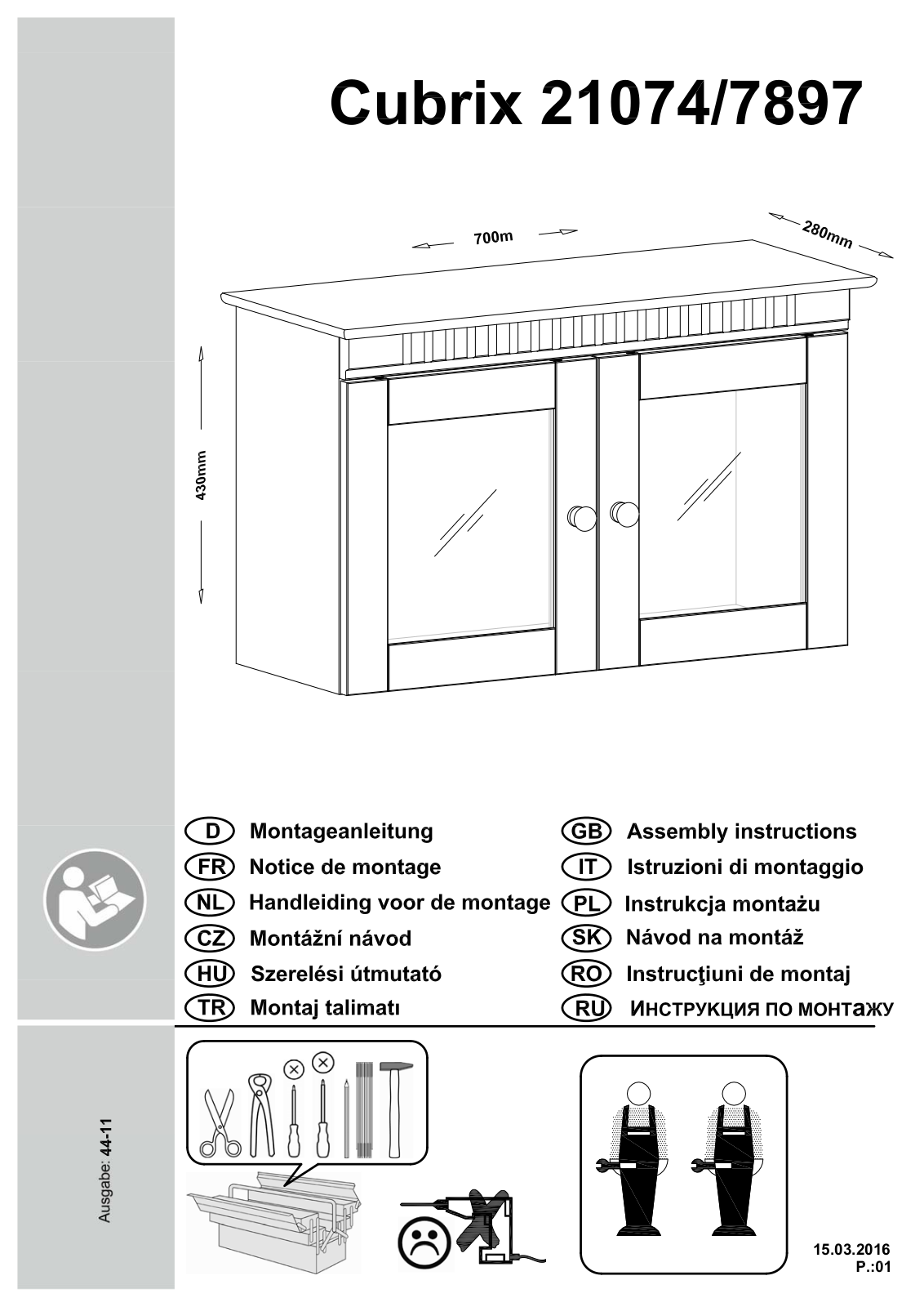 Home affaire Hangevitrine Assembly instructions