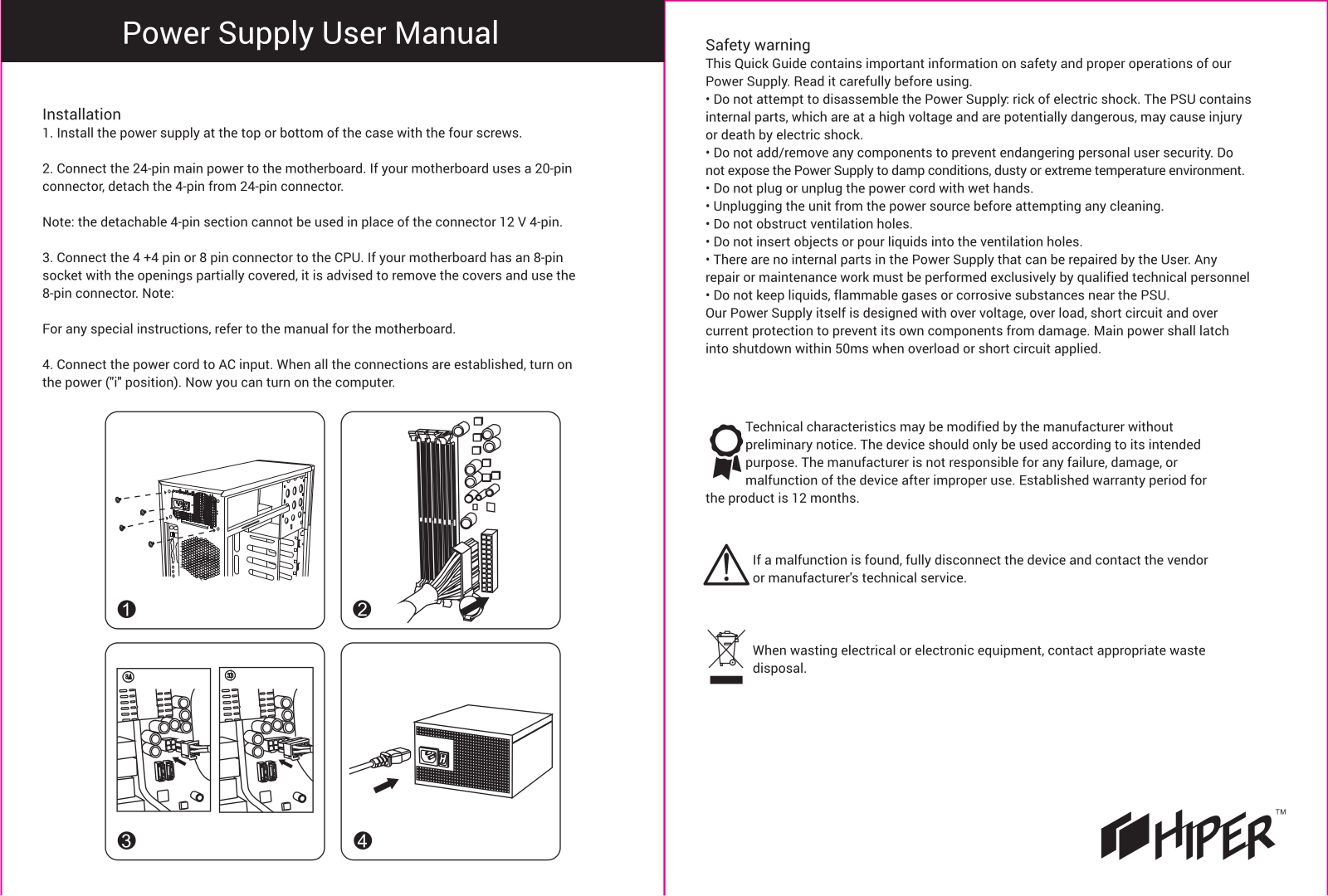 HIPER HP-300TFX, HP-450TFX, HPP-450, HPA-500, HPA-550 User Manual