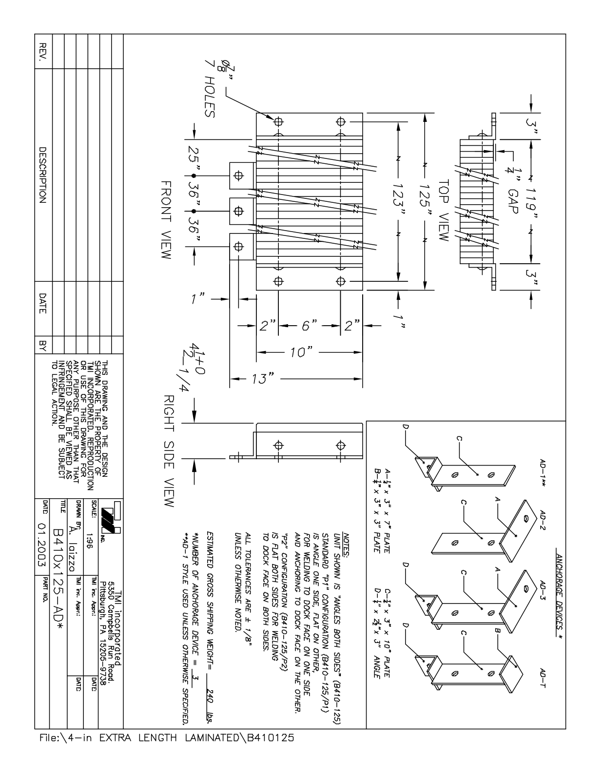 Tmi B410125 User Manual