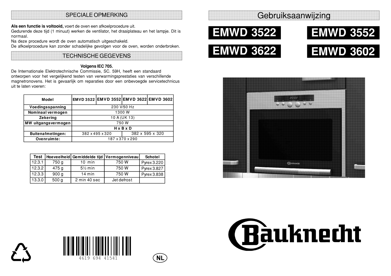 Whirlpool EMWD 3522, EMWD 3622, EMWD 3522 AL /UK User Manual