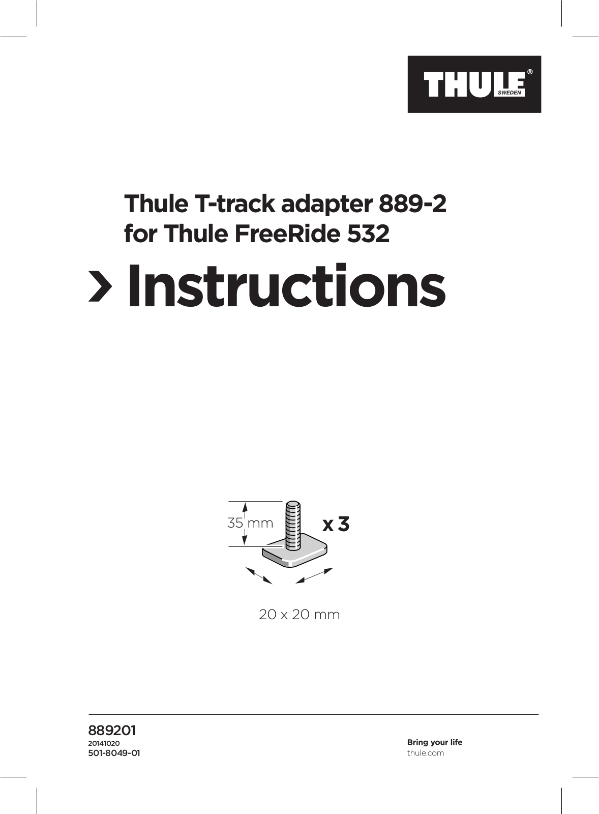 Thule T-track adapter 889-2 User guide