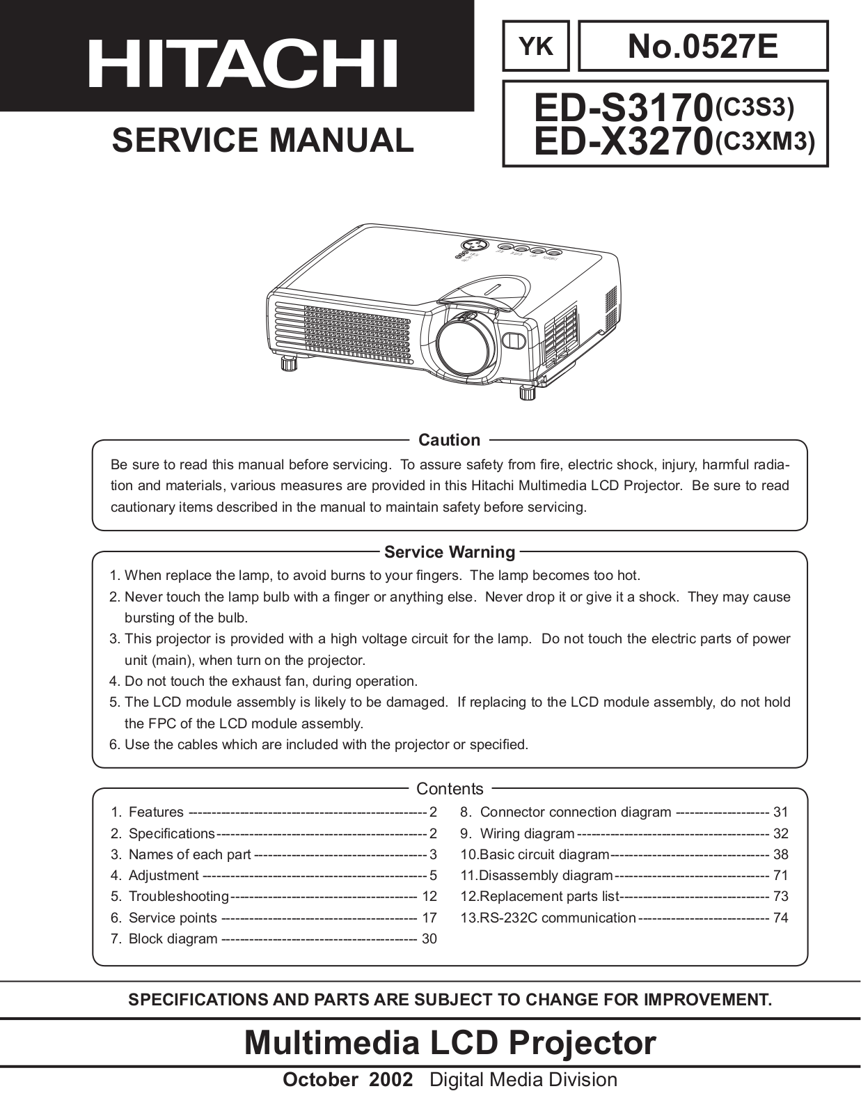 Hitachi eds3170, eds3270 Service Manual