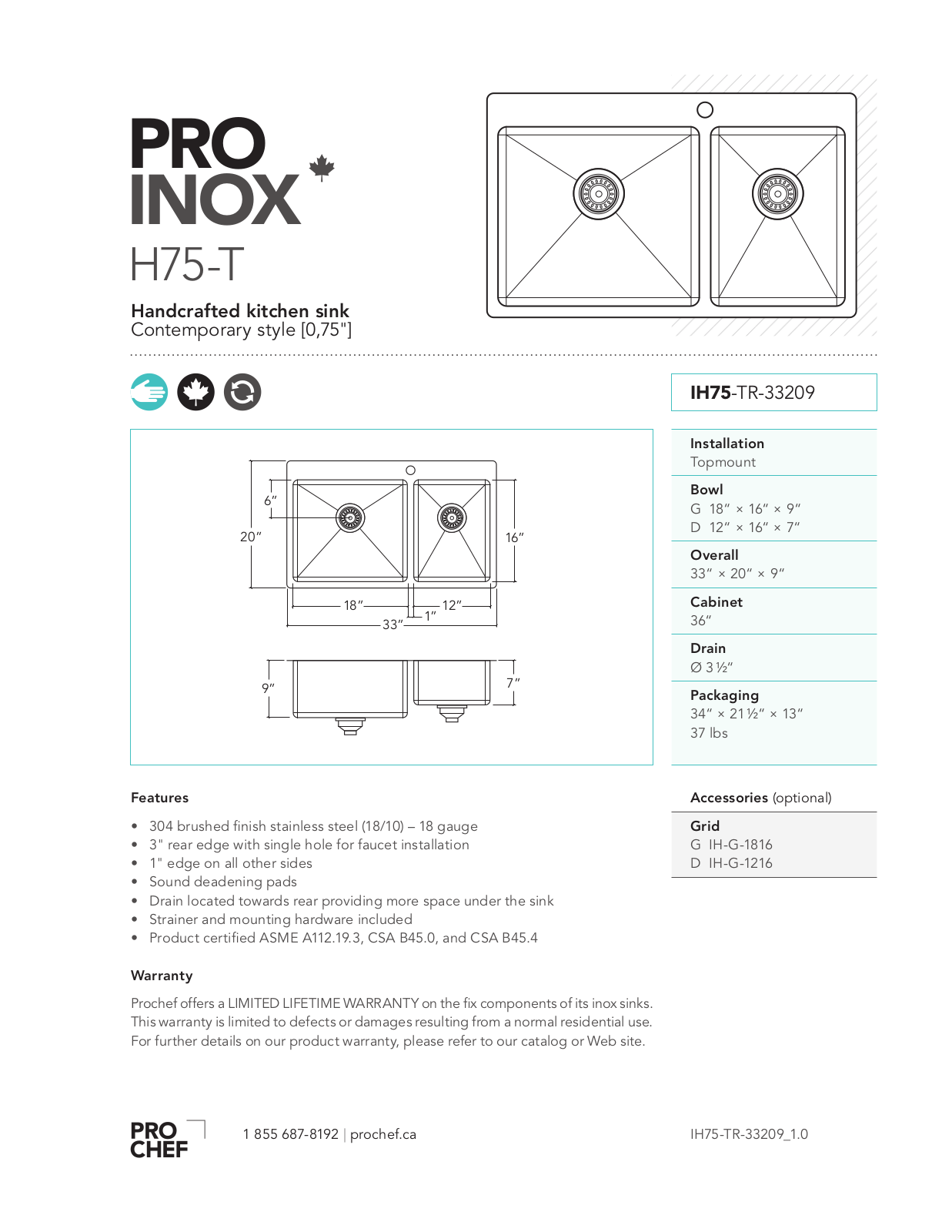 Julien IH75-TR-33209 User Manual