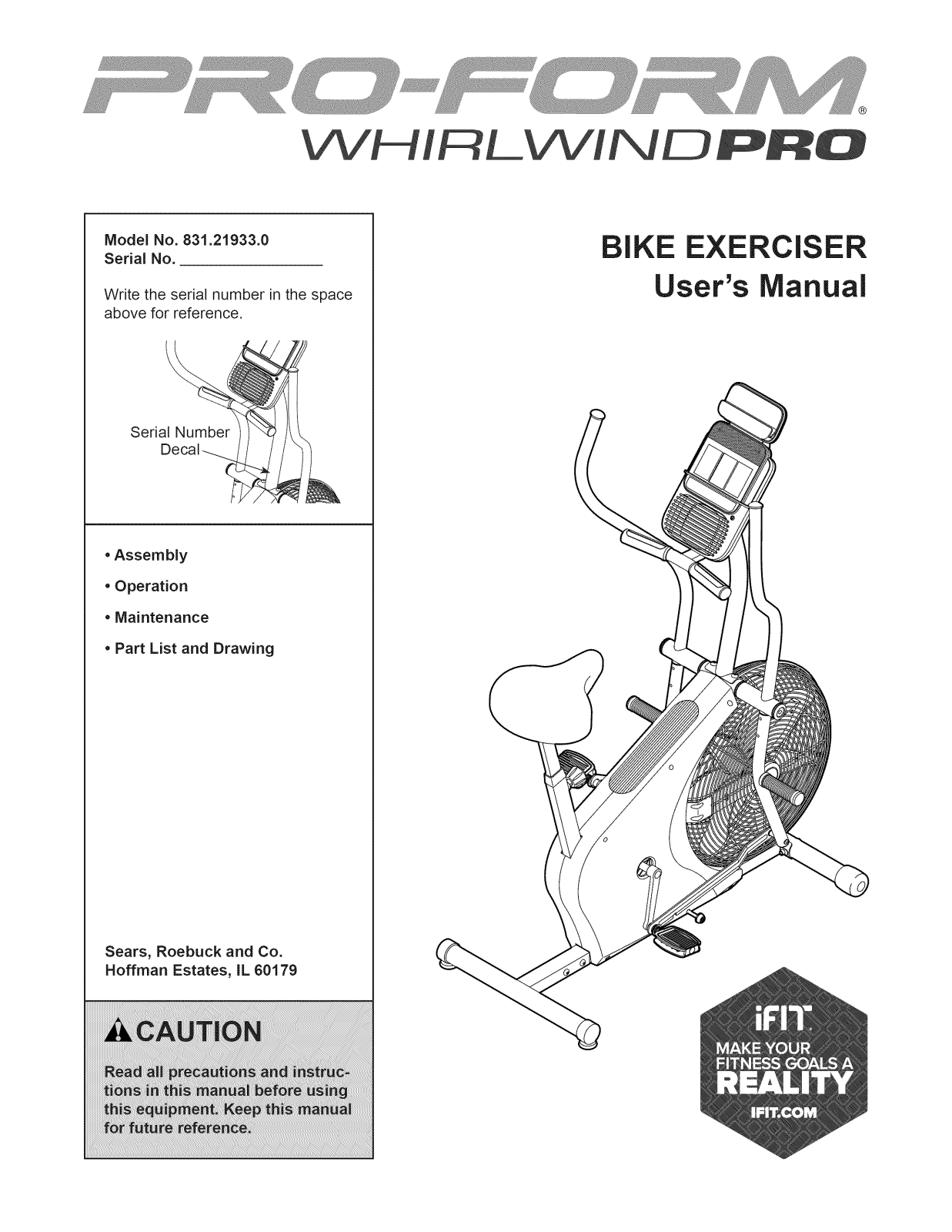 Proform 831219330 Owner’s Manual