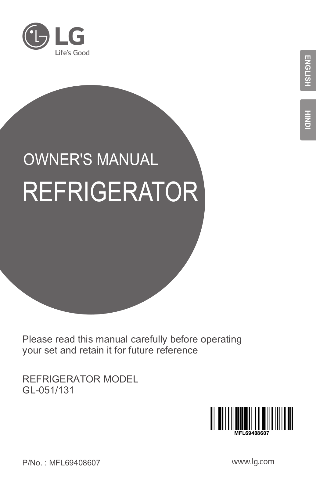 LG GL-B131RDSB Owner’s Manual