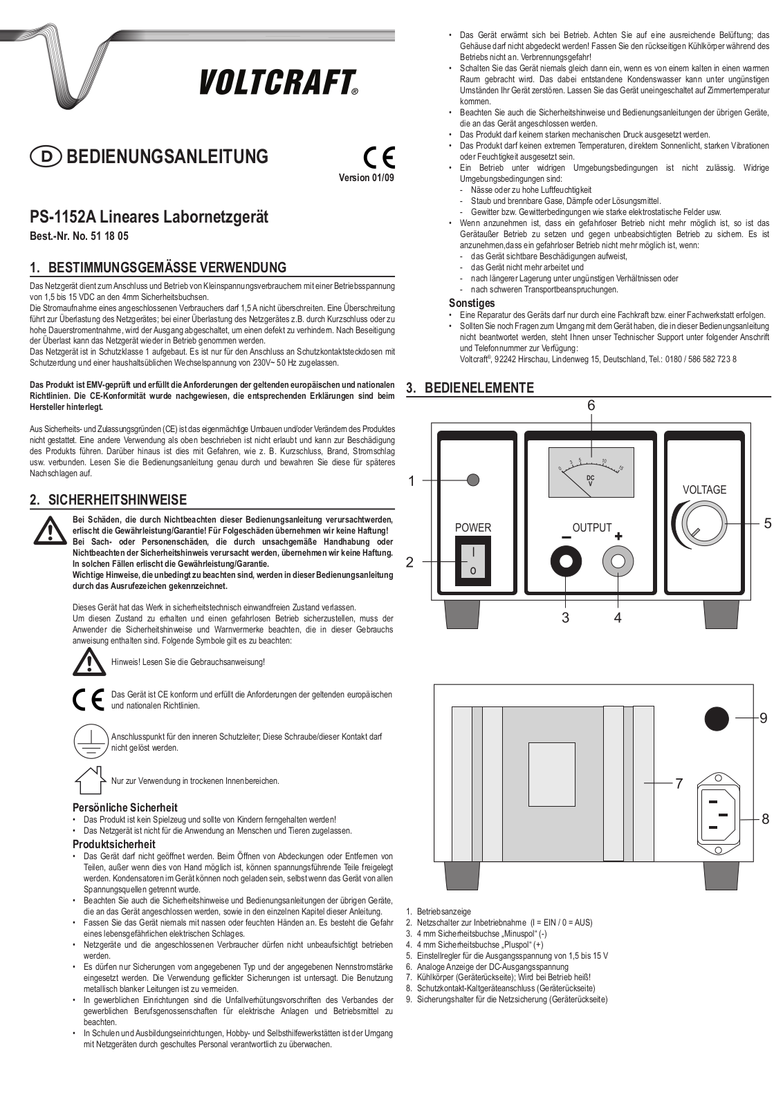 VOLTCRAFT PS-1152A User guide