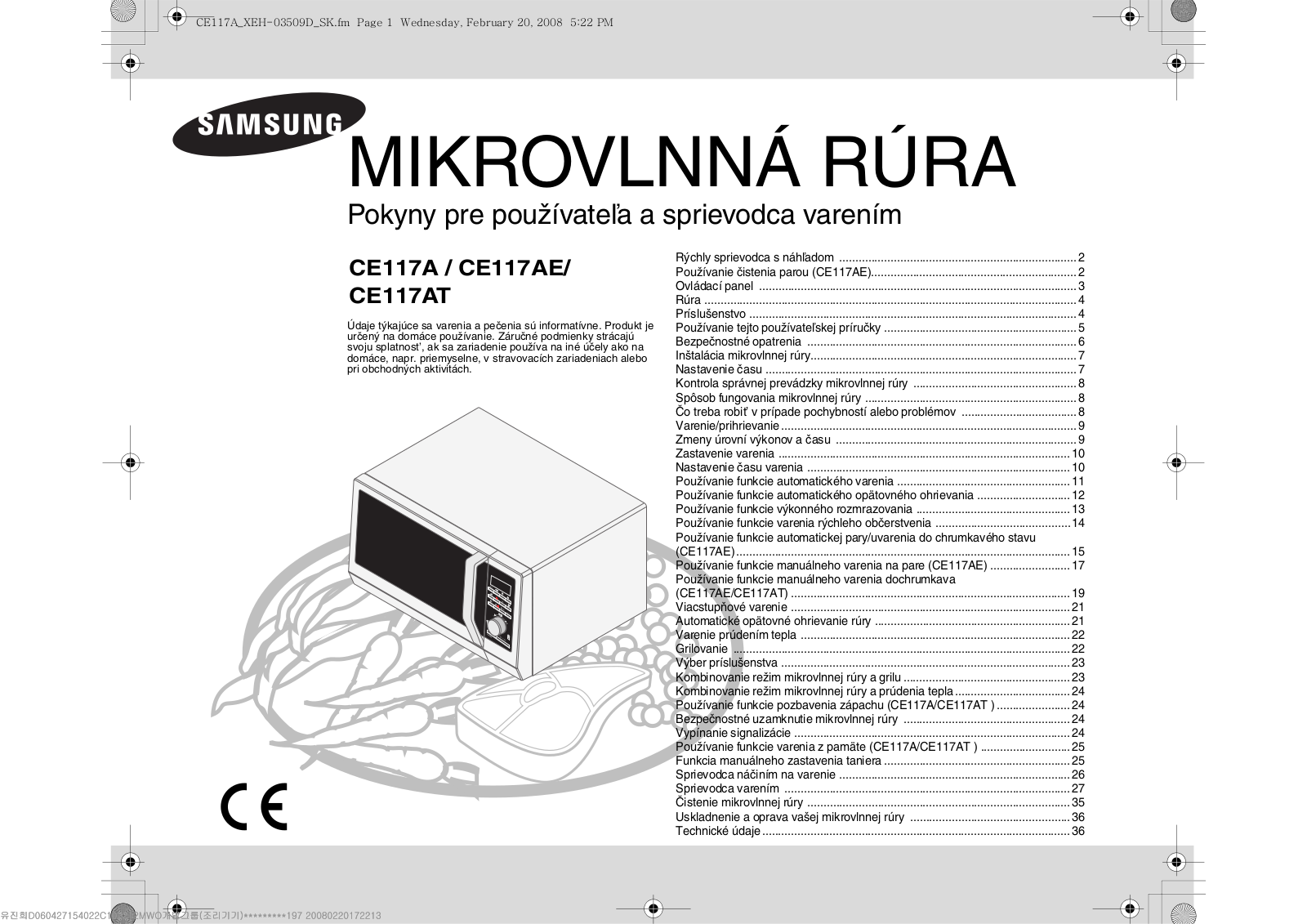 Samsung CE117A, CE117AE, CE117AT User Manual