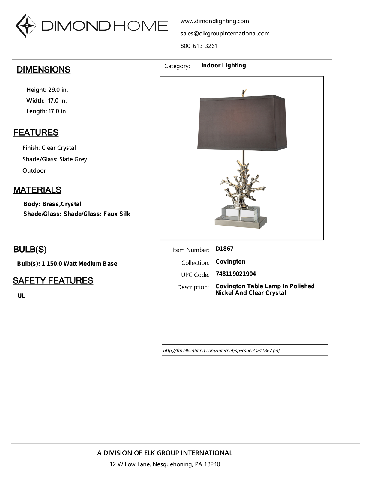 ELK Home D1867 User Manual