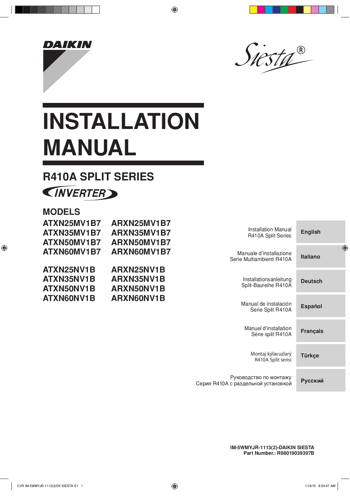 Daikin ARXN-NB, ATXN-NB User manual