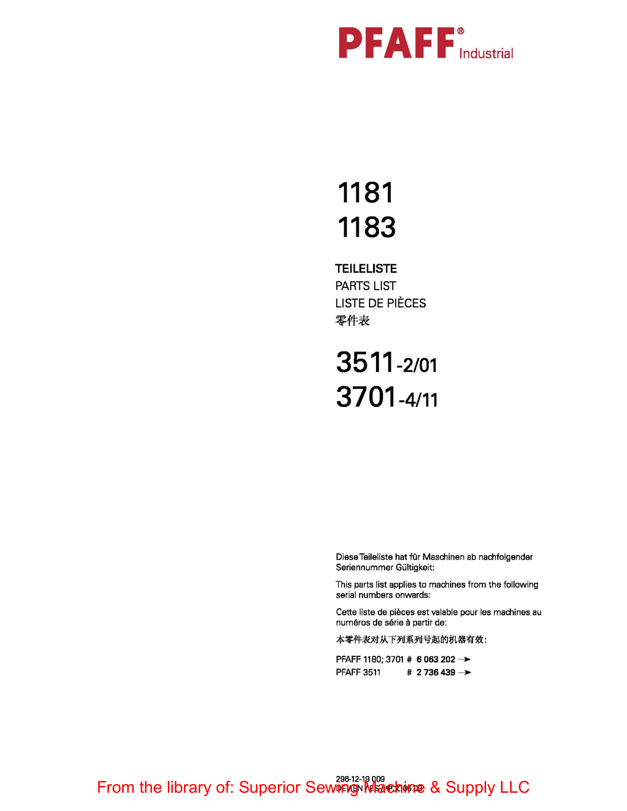 Pfaff 1181, 1183 Manual