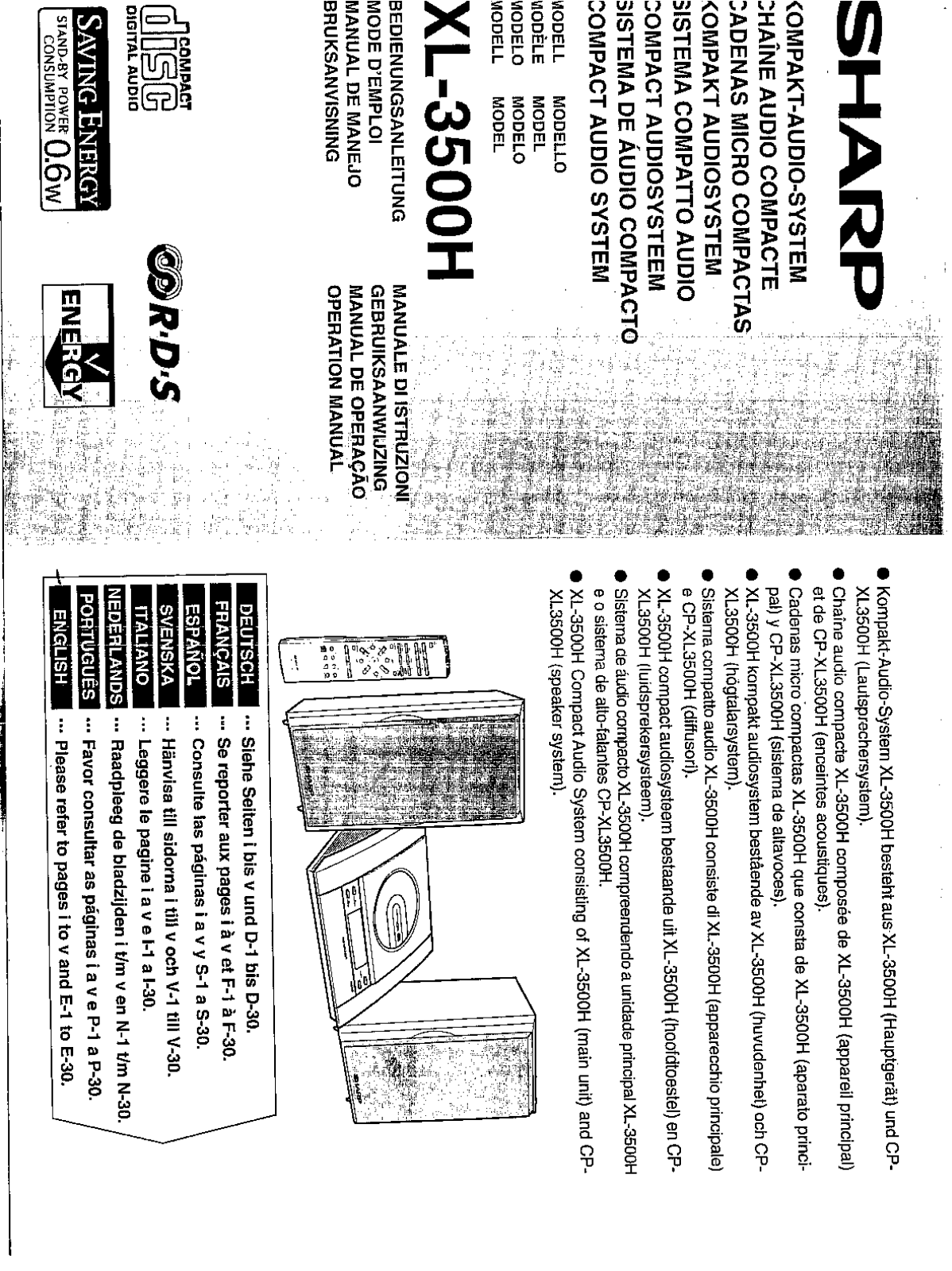 Sharp XL-3500H User Manual