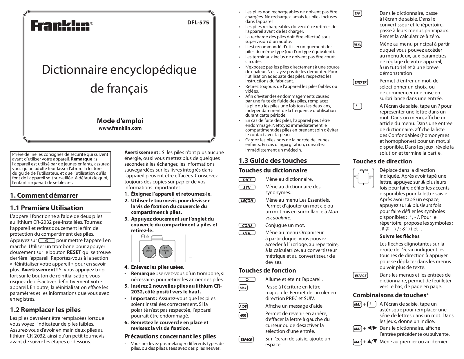 FRANKLIN DFL-575 User Manual