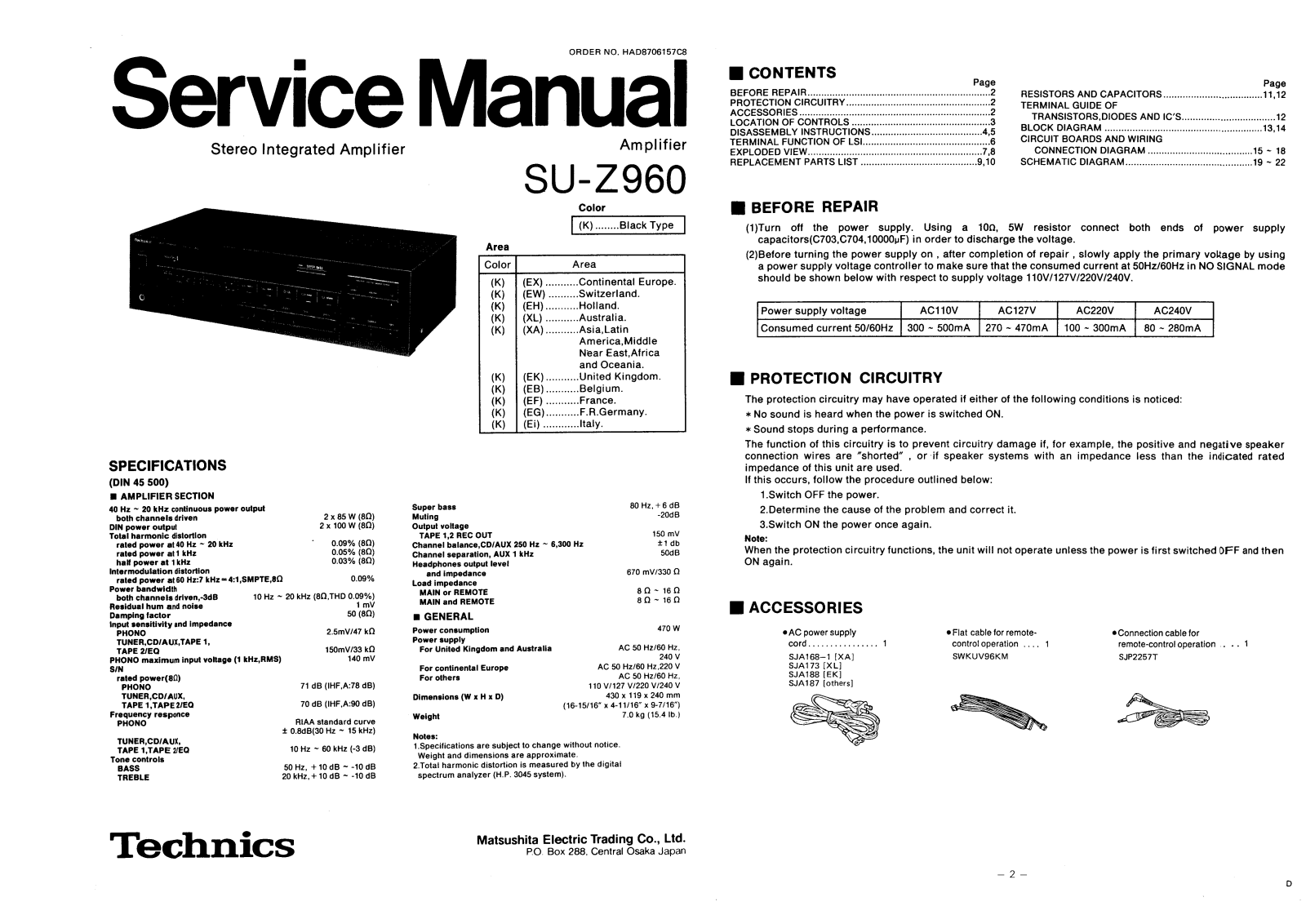 Technics SU-Z-960 Service Manual