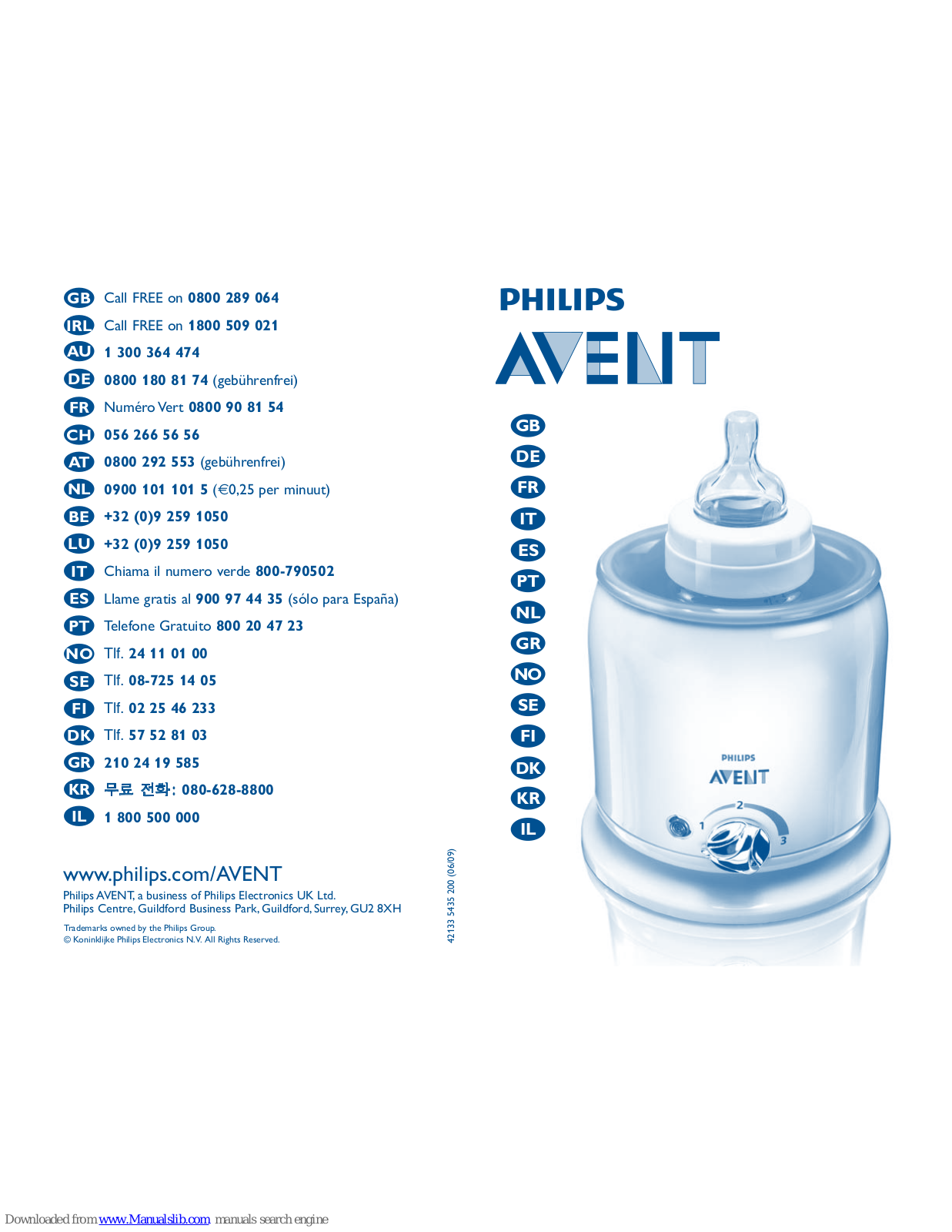 Philips AVENT Electric Bottle and Baby Food Warmer User Manual