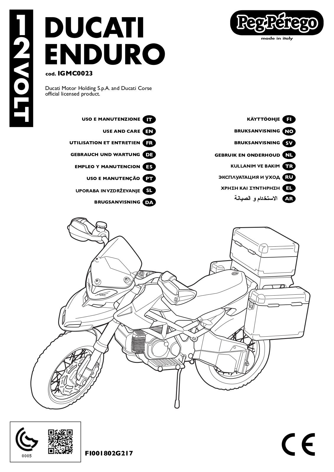 PEG PEREGO DUCATI ENDURO User manual