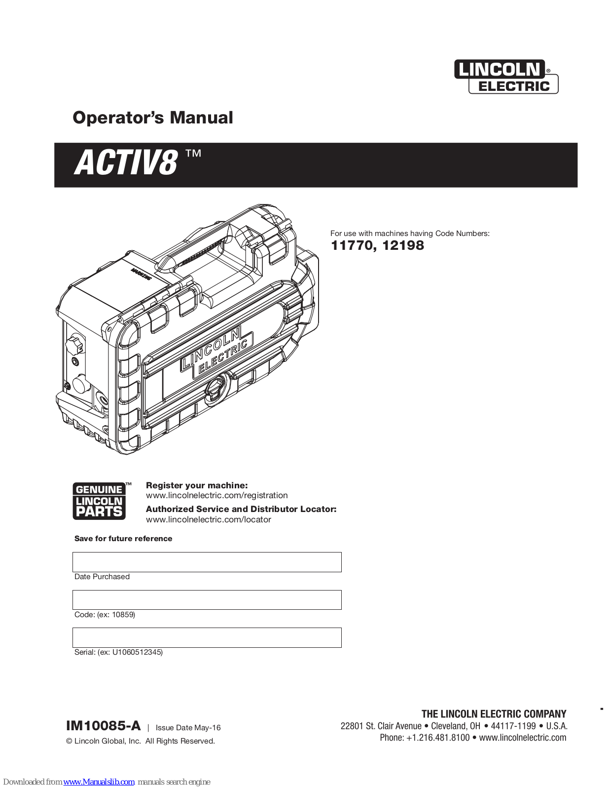 Lincoln Electric ACTIV8 Operator's Manual