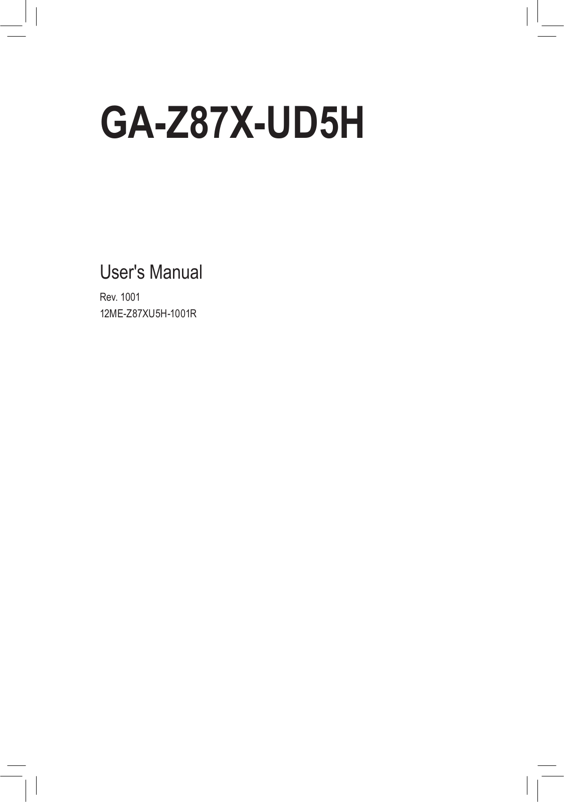 Gigabyte GA-Z87X-UD5H User Manual