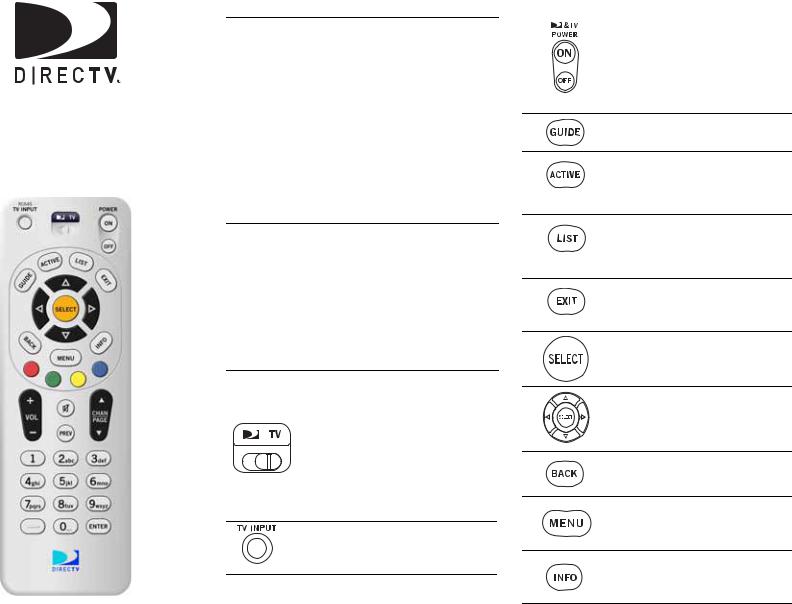 DirecTV URC 2580 User Manual