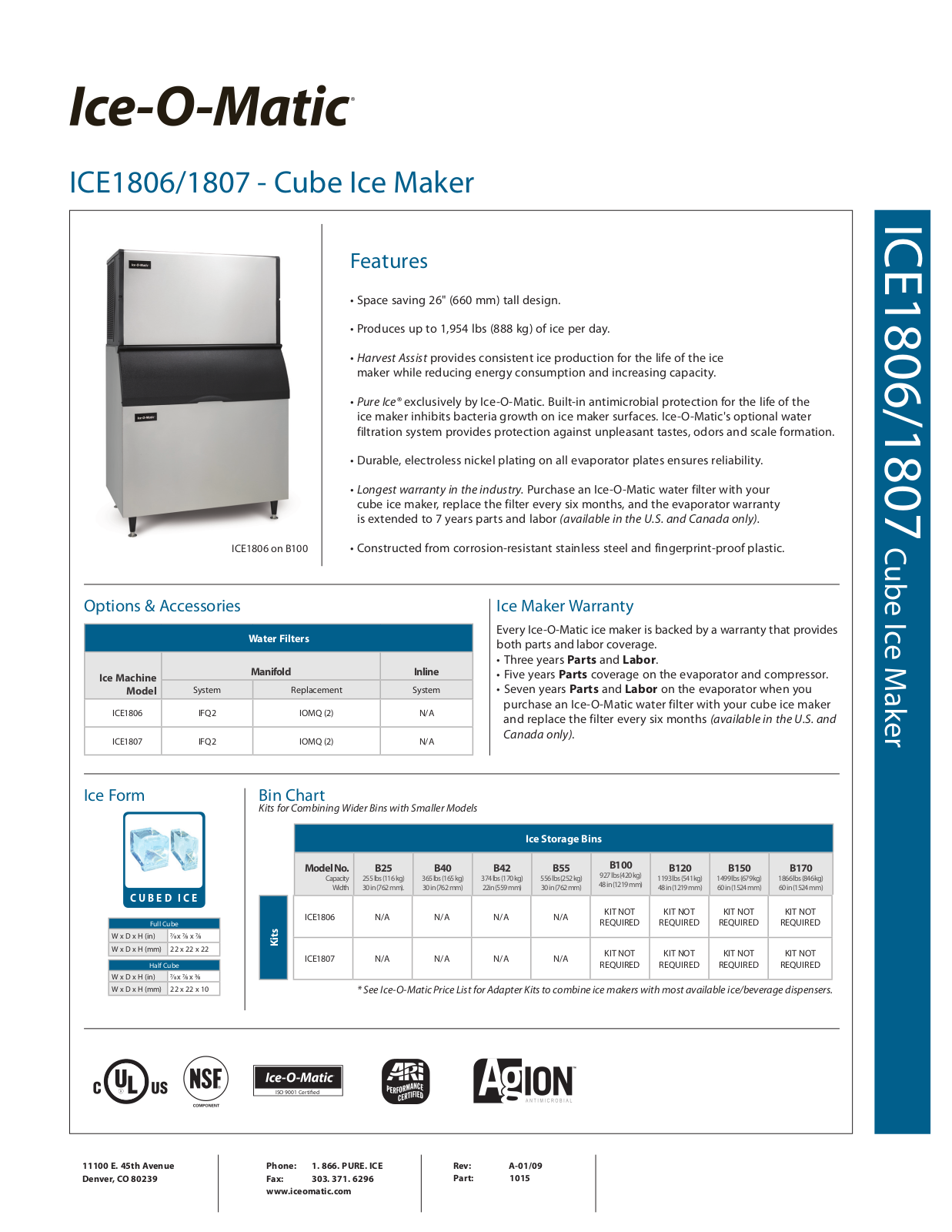 Ice-O-Matic ICE1806 User Manual