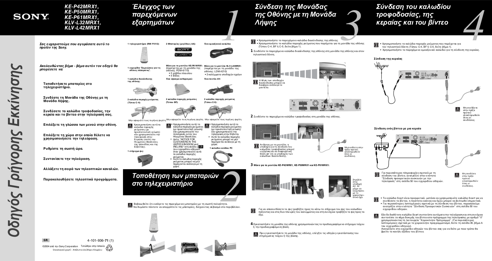 Sony KLV-L32MRX1, KLV-L42MRX1, KE-P61MRX1, KE-P42MRX1, KE-P50MRX1 User Manual