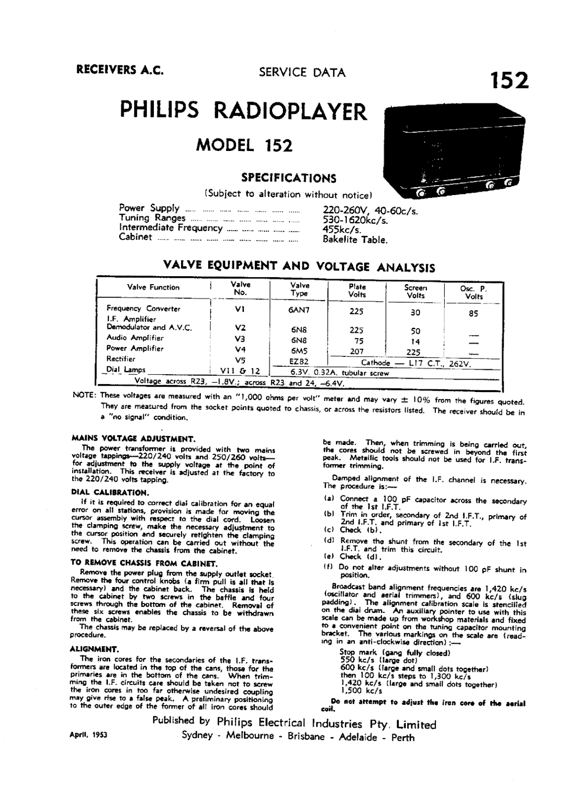 Philips 152 Service Manual