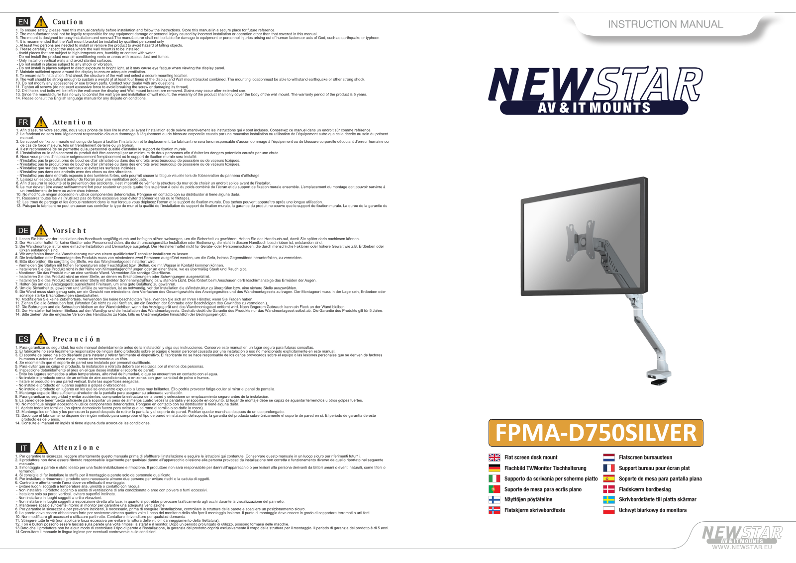 Newstar FPMA-D750SILVER User Manual