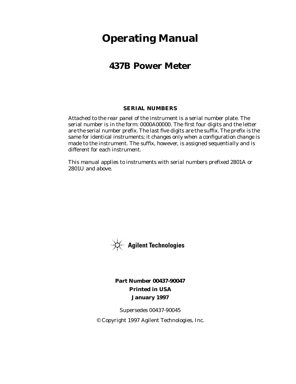 Agilent Technologies 437B User Manual