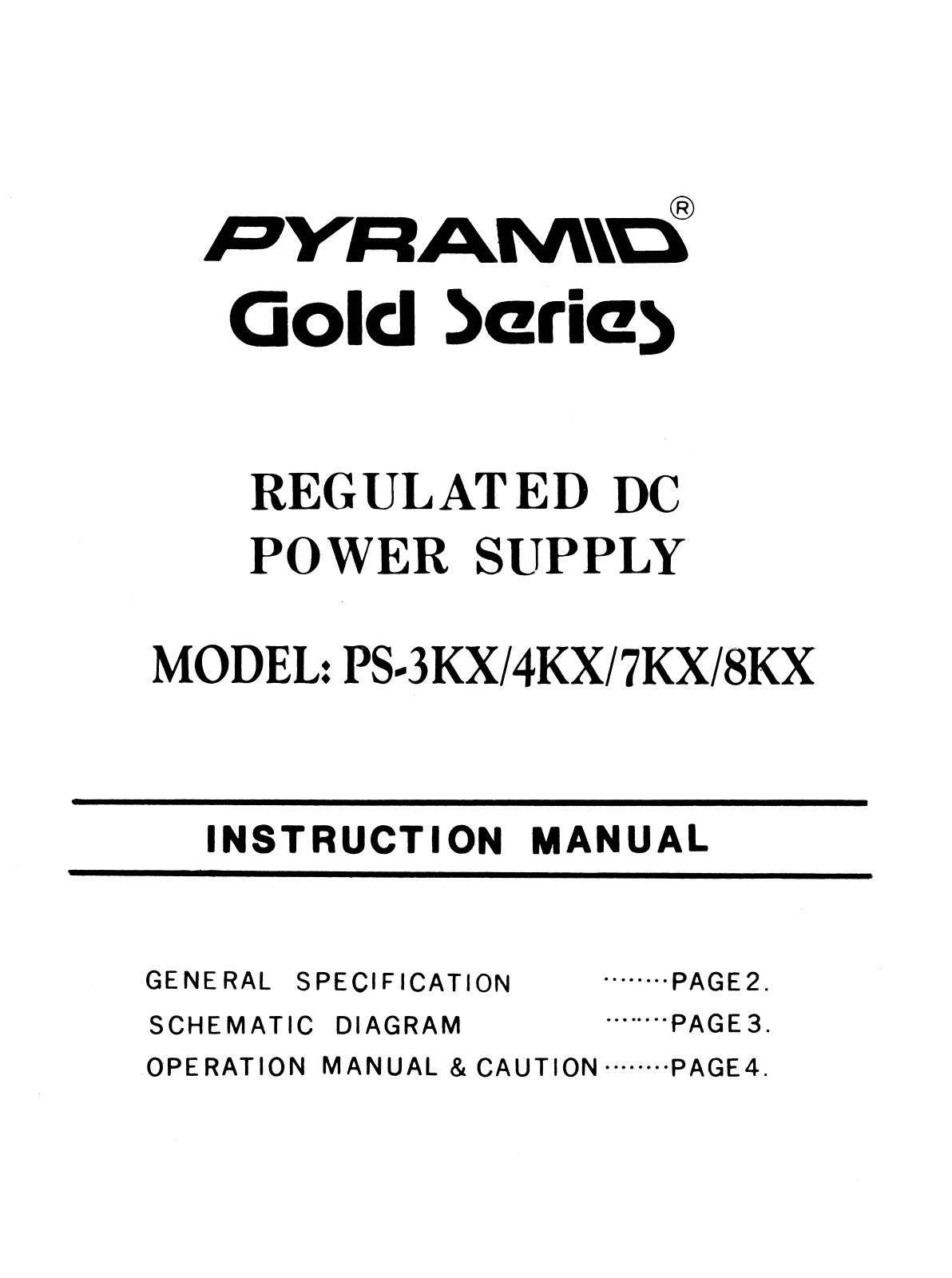 Pyramid PS7KX, PS4KX, PS8KX User Manual