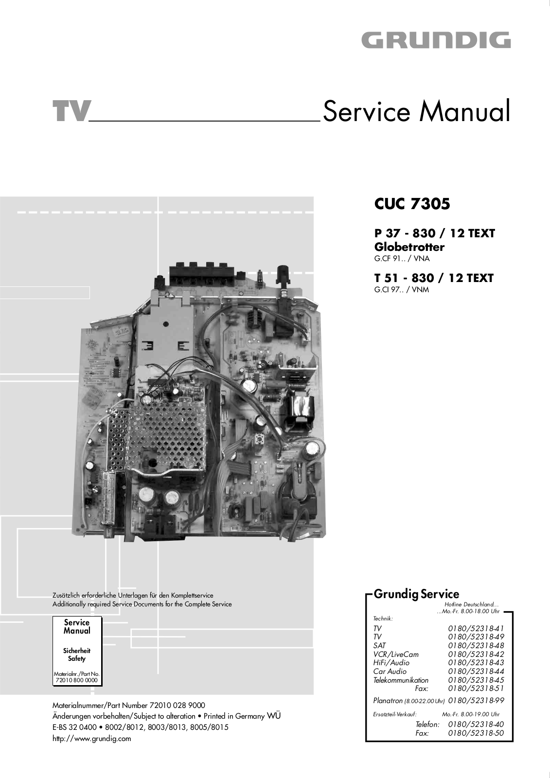 Grundig T 51 - 830 - 12, CUC 7305 Service Manual
