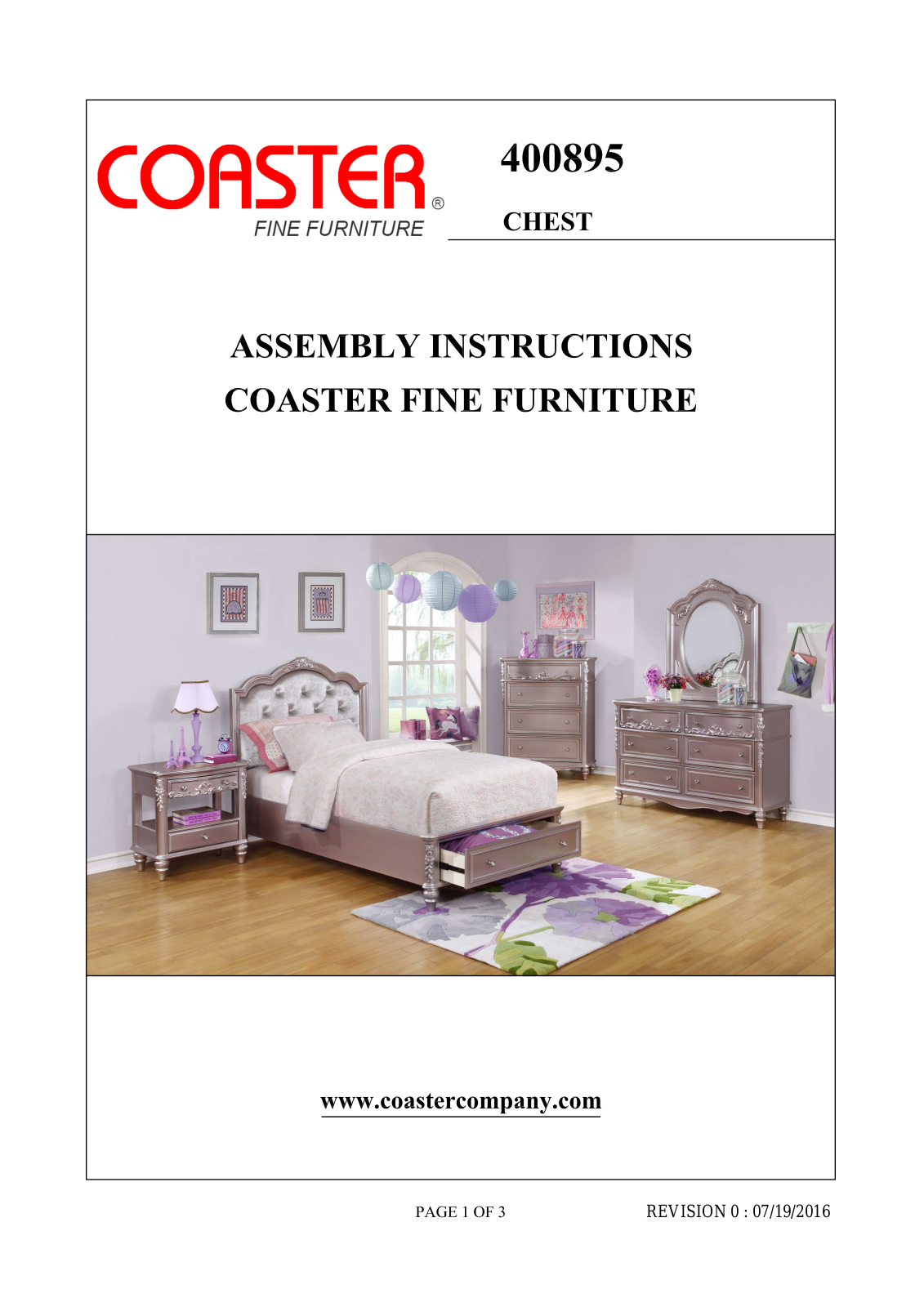 Coaster 400895 Assembly Guide