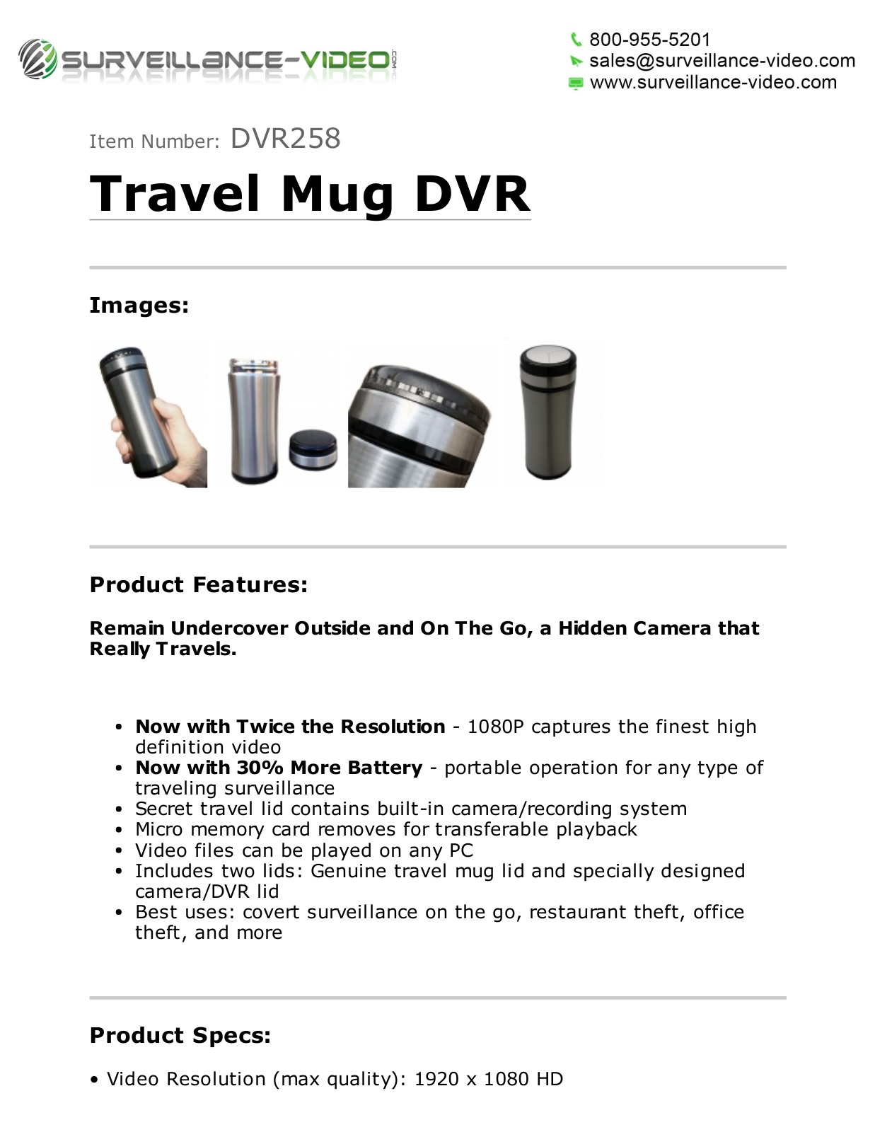 KJB DVR258 Specsheet - ManualMachine.com