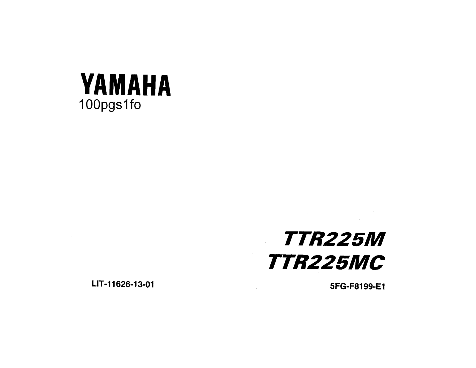 Yamaha TTR225M, TTR225MC User Manual