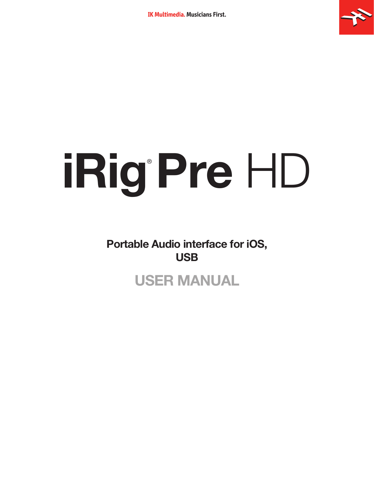 Ik Multimedia iRig Pre HD USER MANUAL