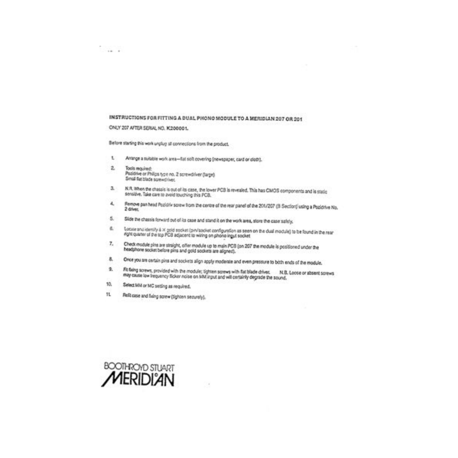 MERIDIAN AUDIO 201, 215 Technical user guide - ManualMachine.com