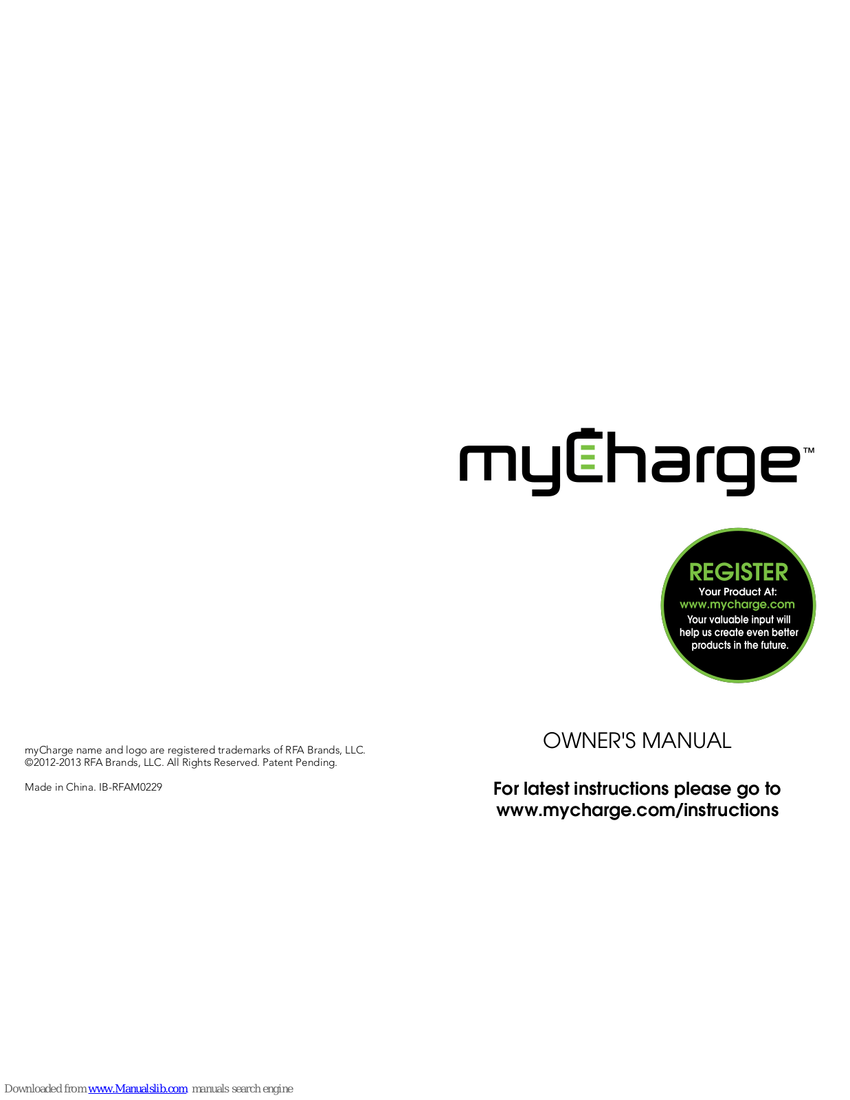 MyCharge 6000 Owner's Manual