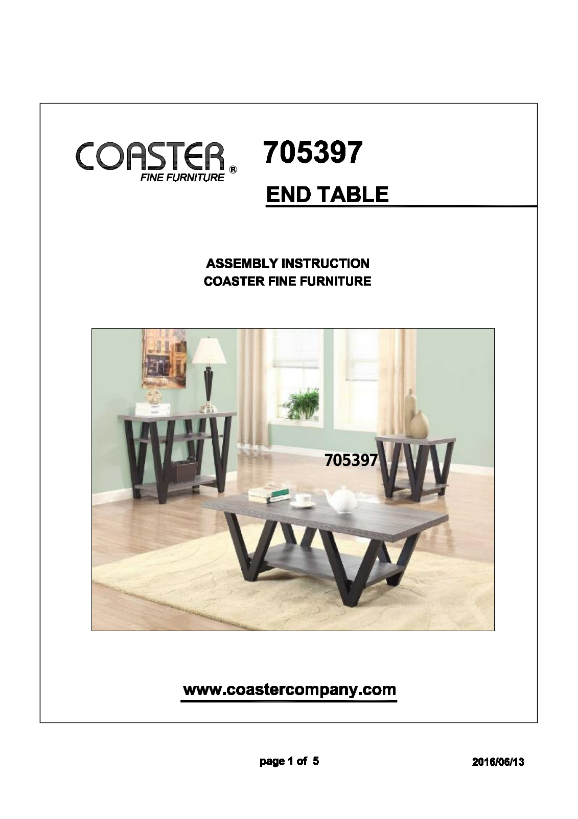 Coaster 705397 Assembly Guide - ManualMachine.com