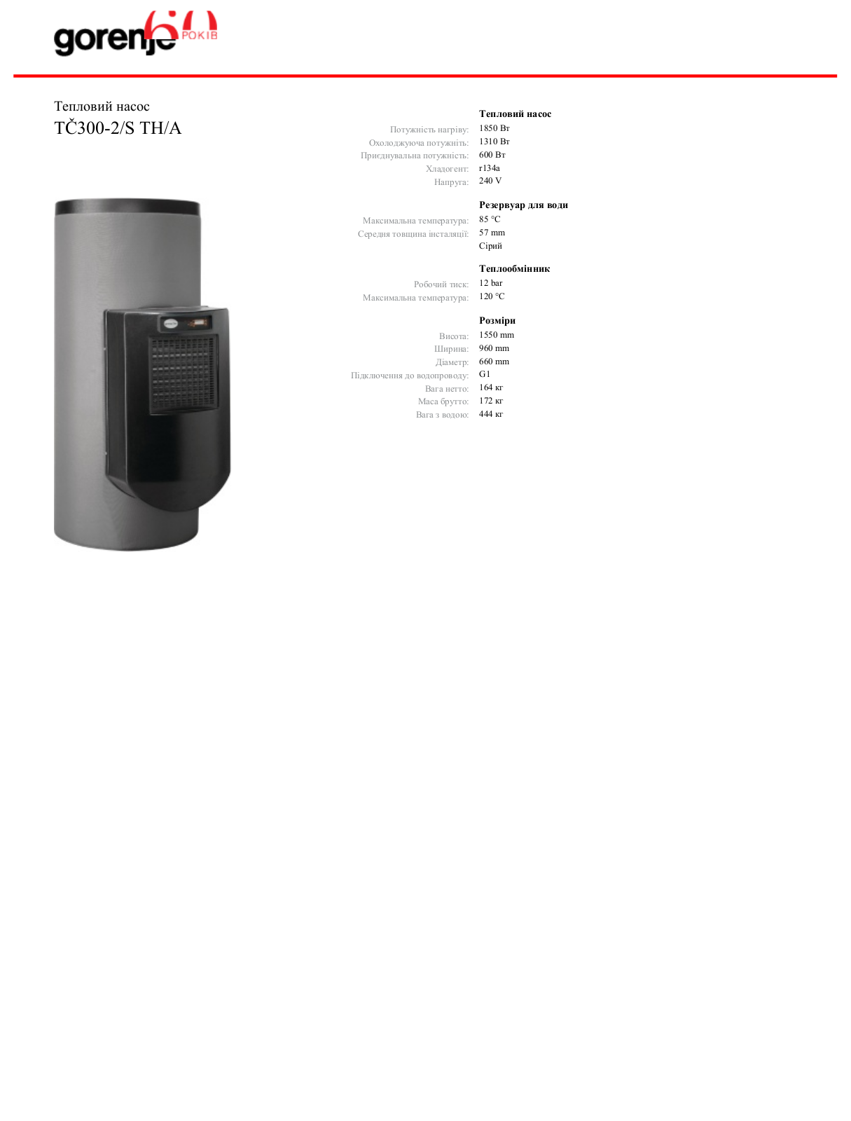 Gorenje T268300-2-S TH-A DATASHEET