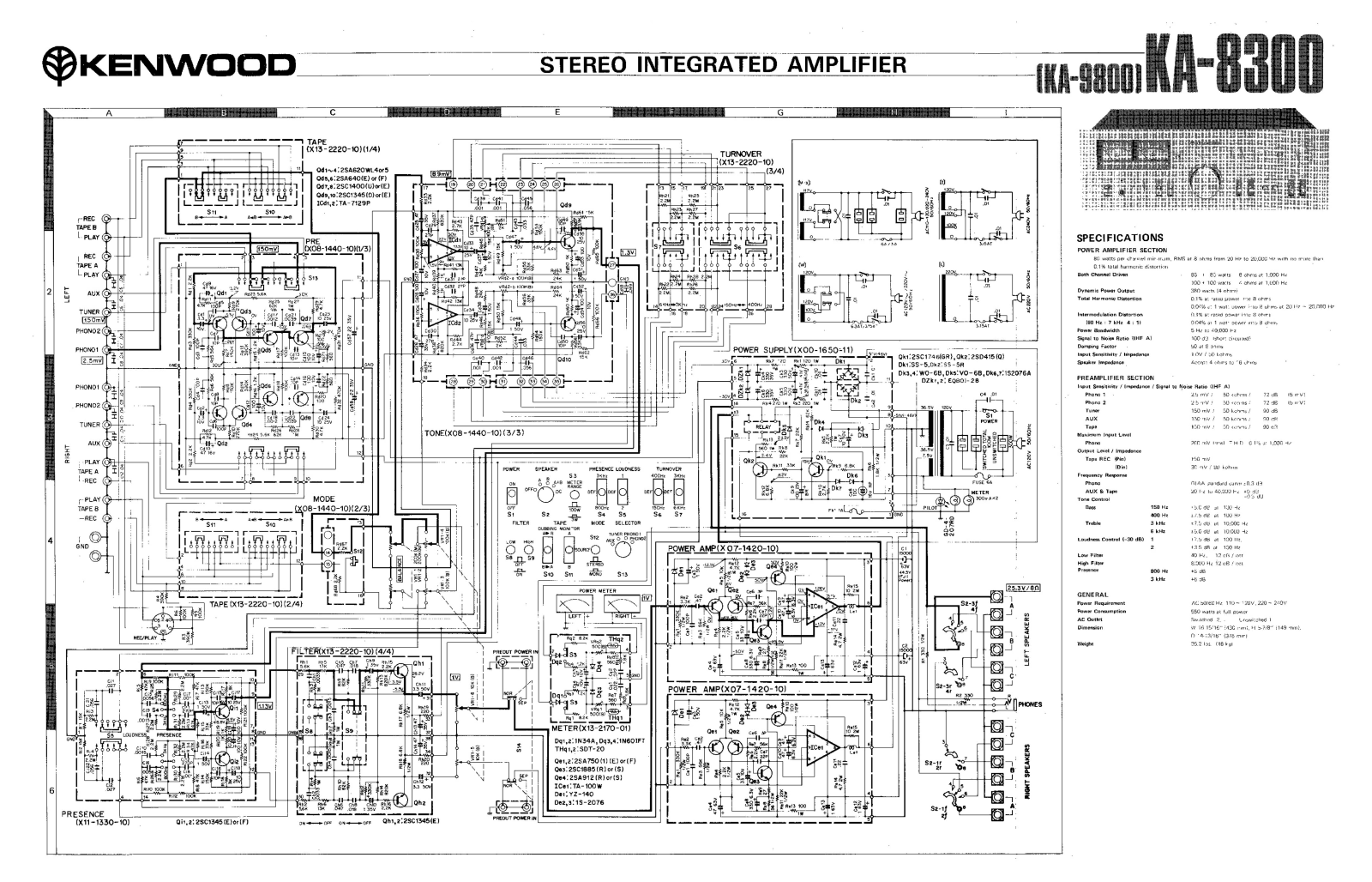 Kenwood KA-8300, KA-9800 Schematic