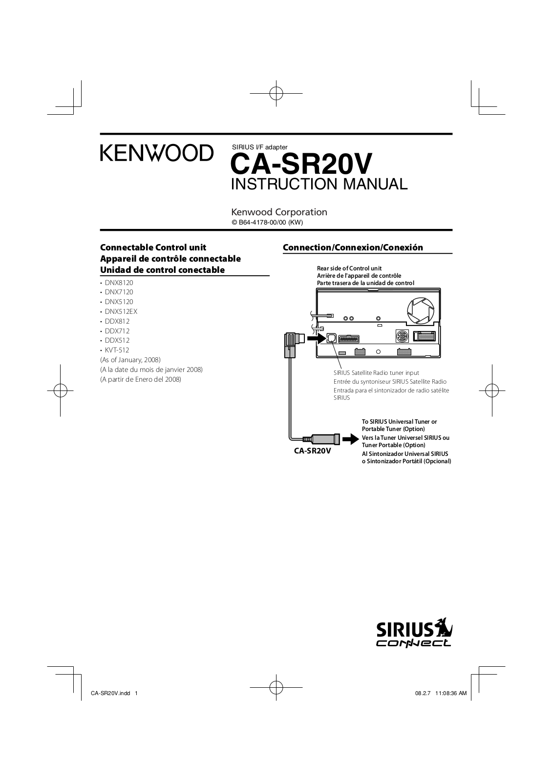 Sirius Satellite Radio CA-SR20V User Manual