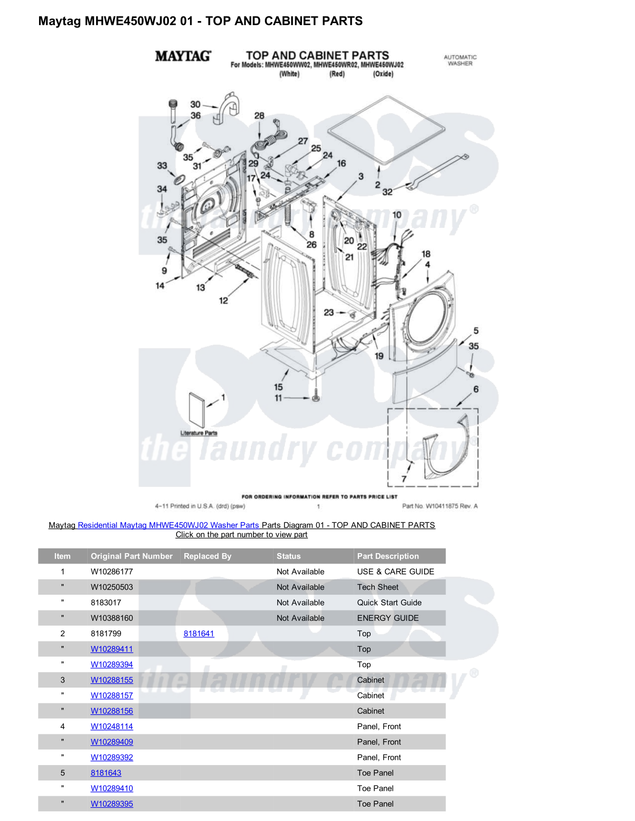 Maytag MHWE450WJ02 Parts Diagram