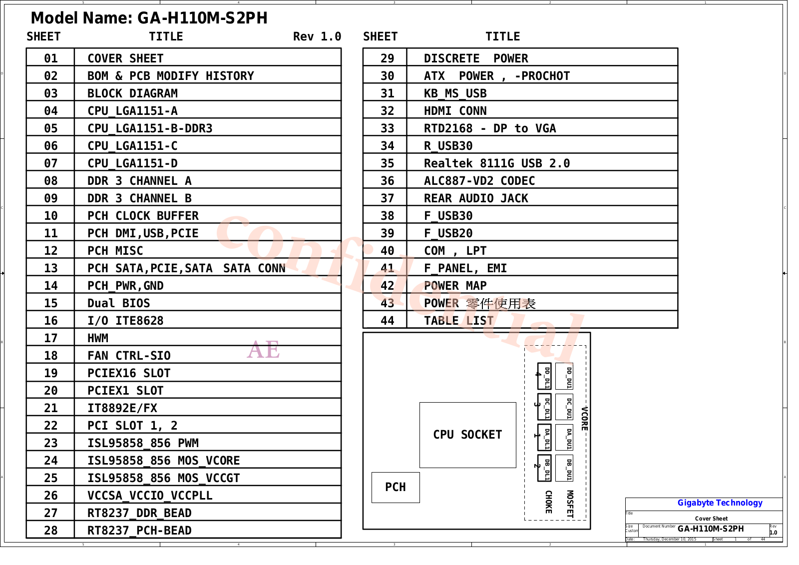 Gigabyte GA-H110M-S2P Schematics