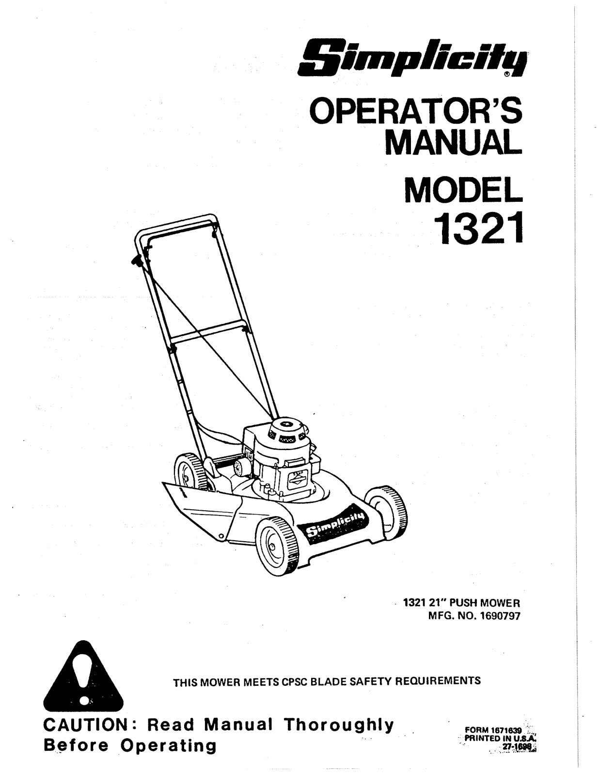 Simplicity 1321 User Manual