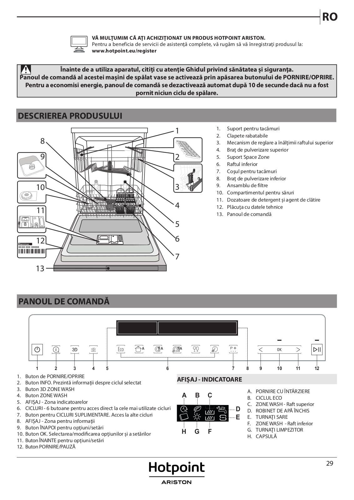 HOTPOINT/ARISTON HFP 4O22 WG X Daily Reference Guide