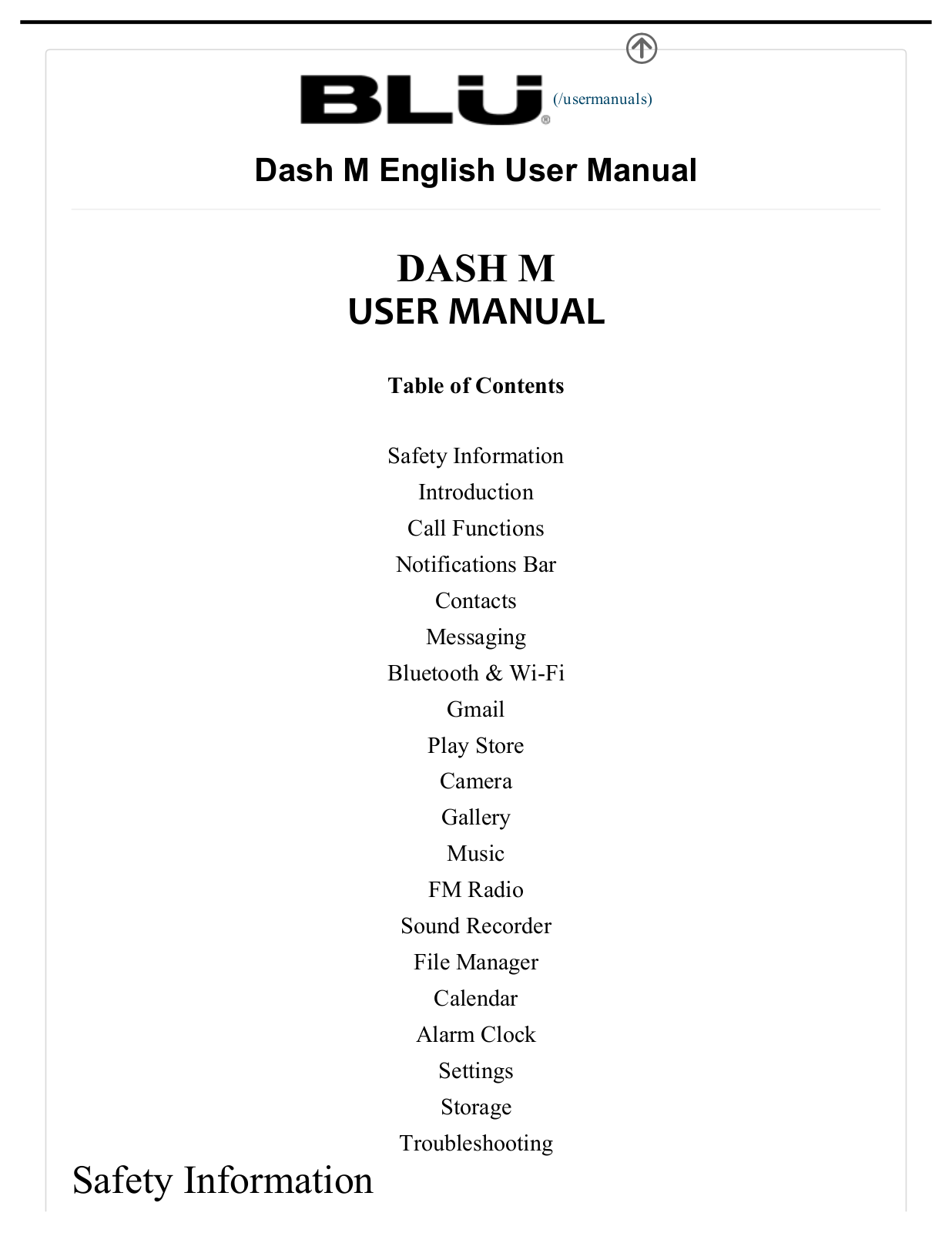 BLU D030U User manual