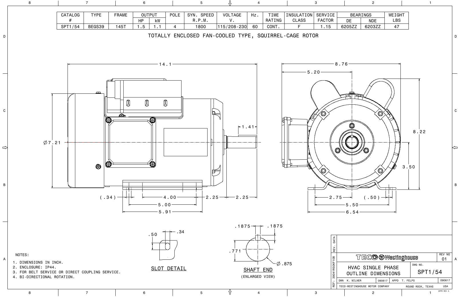 Datasheet SPT1/54 Reference Drawing (Teco)