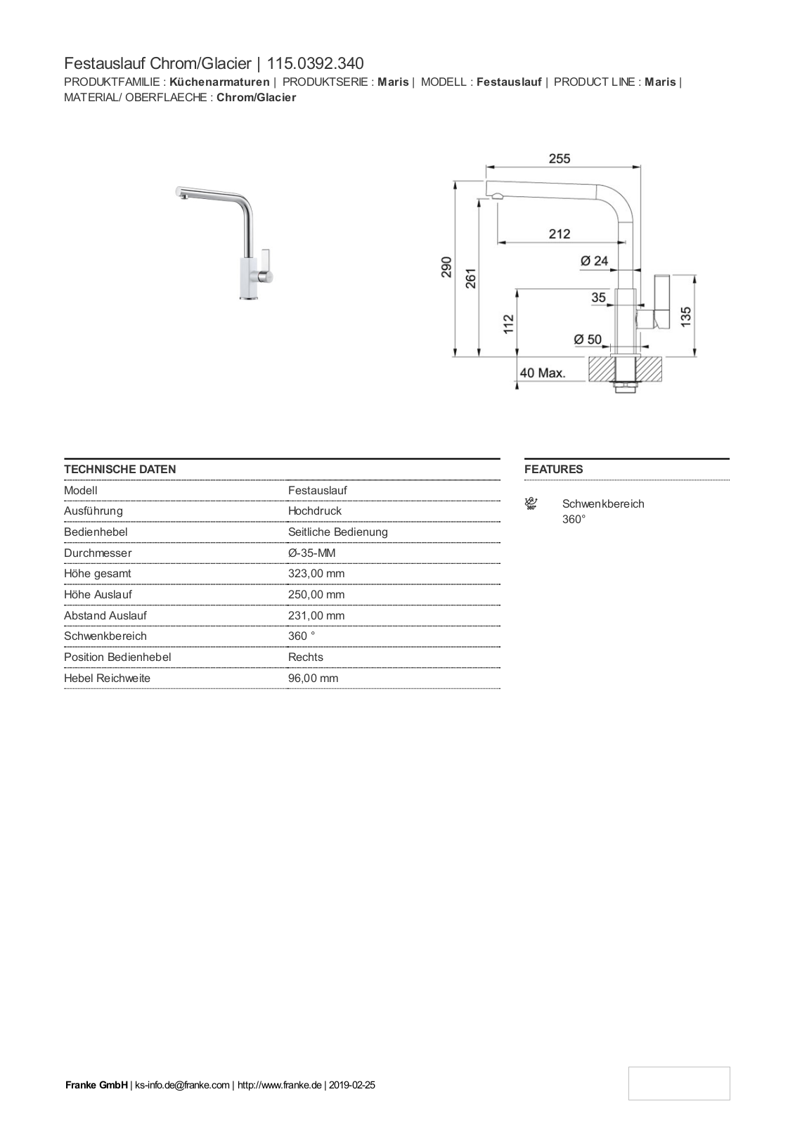 Franke 115.0392.340 Service Manual