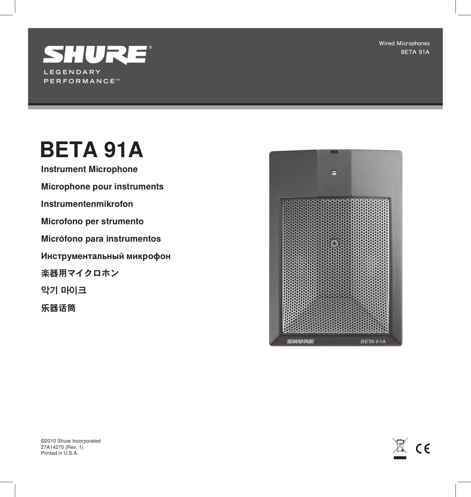 Shure BETA 91A User Manual